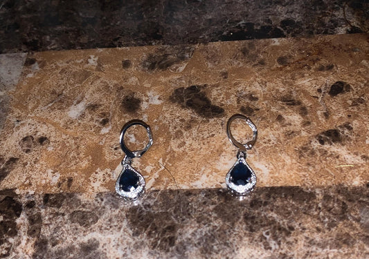 Teardrop Blue Dangle Earrings