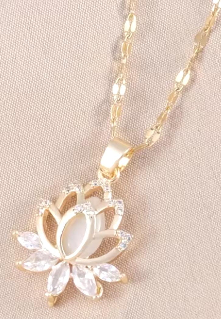 Tan Brown Lotus Pendant Necklace
