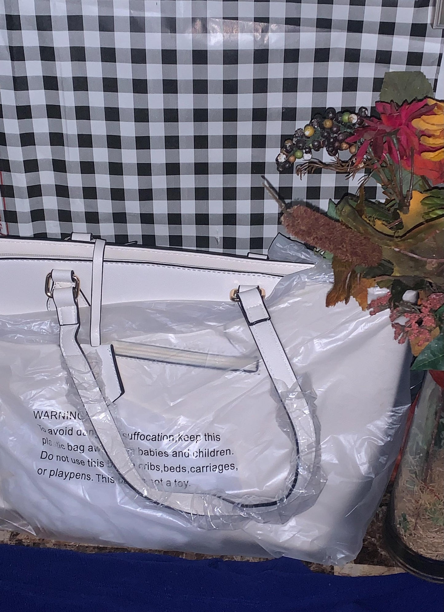 3 Piece White Tote Purse