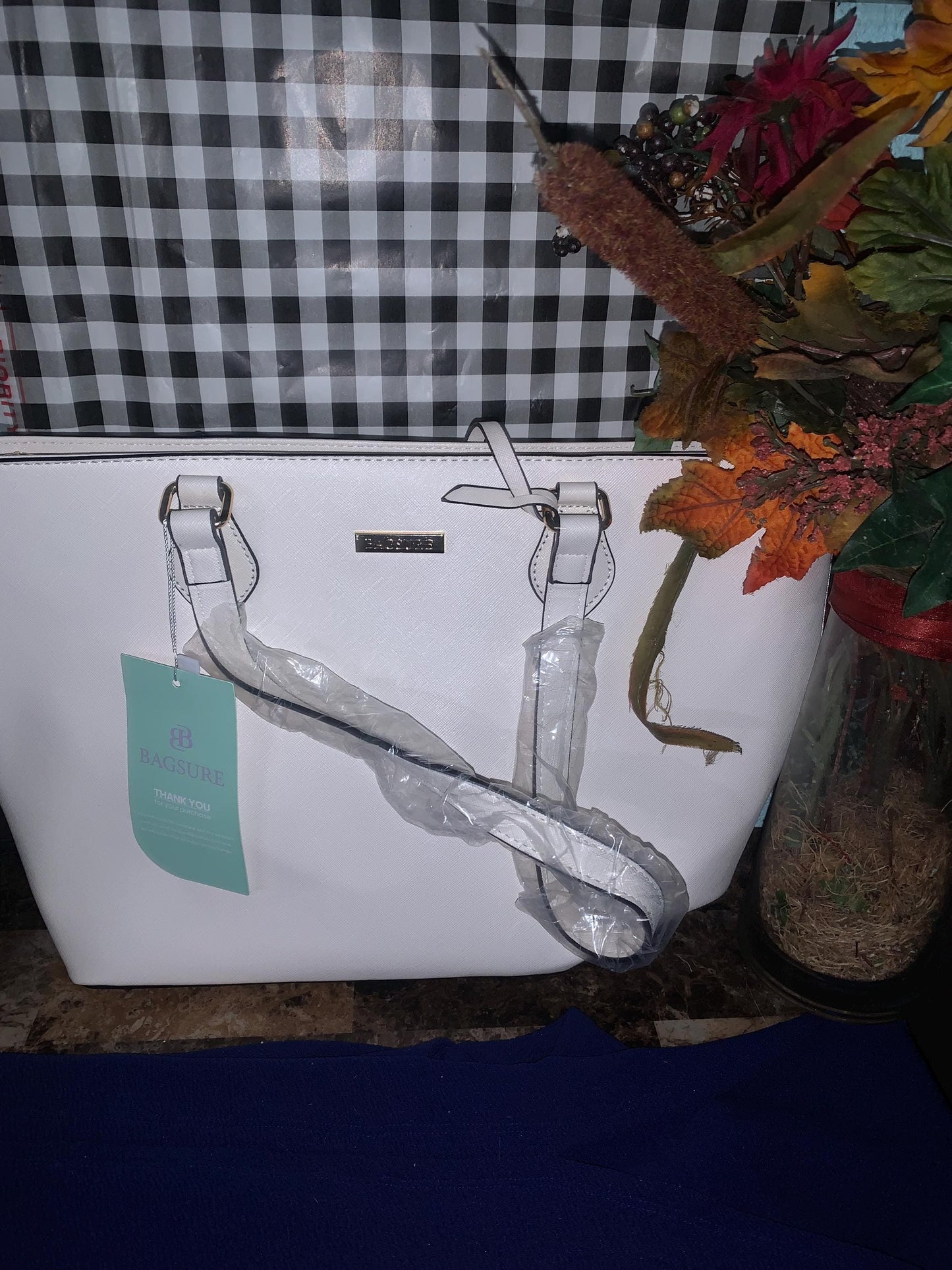 3 Piece White Tote Purse