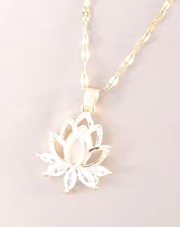 Tan Brown Lotus Pendant Necklace